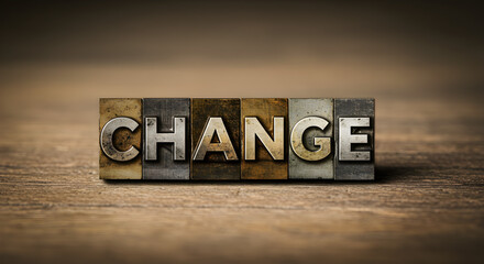 Aufkleber - Change Letterpress Text on Rustic Wooden Background with Textured Vintage Typography