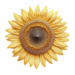 Poster - Bright and cheerful sunflower in full bloom against a clear blue sky symbolizing happiness and the beauty of nature isolated on transparent background..