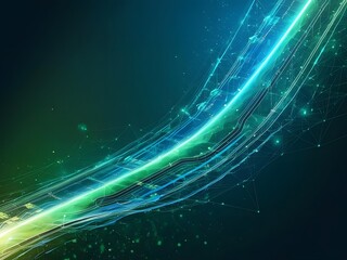 Poster - Abstract Green and Blue Network Connection on Dark Background