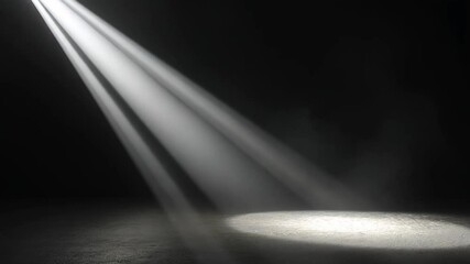 Poster - Dramatic Light Beams Illuminating a Dark Stage Creating a Mystical Atmosphere with a Soft Spotlight in the Center of Scene