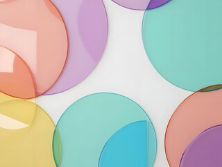 Poster - Translucent colorful overlapping circle design on white