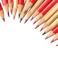 Poster - Colorful circle of pencils arranged neatly on a white background for creative and artistic projects isolated on transparent background..