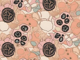 Poster - Abstract Organic Shapes Pattern in Pastel Pink and Peach Tones
