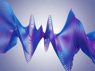 Poster - Abstract Waveform in Blue and Purple, 3D Render
