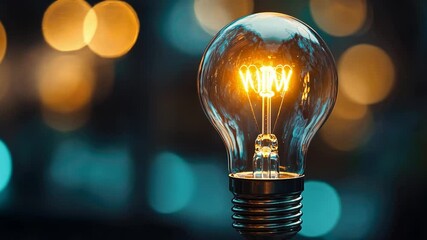Poster - vintage style light bulb glowing brightly in a dark background creating a warm and inviting atmosphe