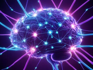 Poster - Neural Network Concept - Digital Brain with Glowing Connections