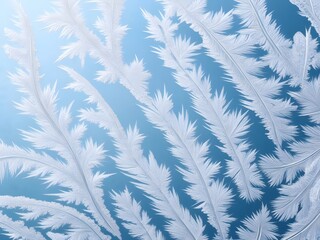  Frosty patterns on a window against a blue gradient