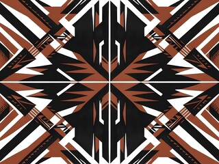 Poster - Geometric Abstract Pattern in Black, White, and Terracotta