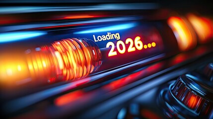 Poster - A sleek, glowing progress bar slowly filling up with 