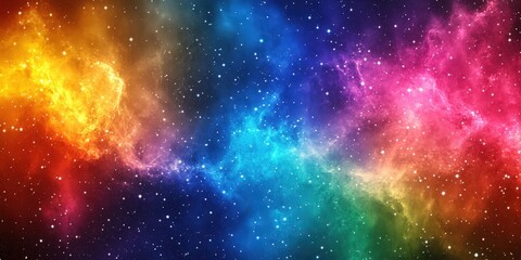 Wall Mural - Vibrant Universe. Galactic Nebula Glowing with Cosmic Colors and Star Clusters