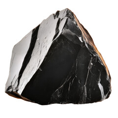 Poster - Solid rock sitting on a clean black background highlighting its natural texture and form with minimalist style isolated on transparent background..