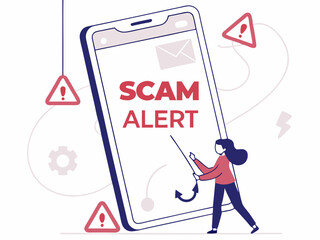 Poster - Scam Warning Notification on Smartphone Vector