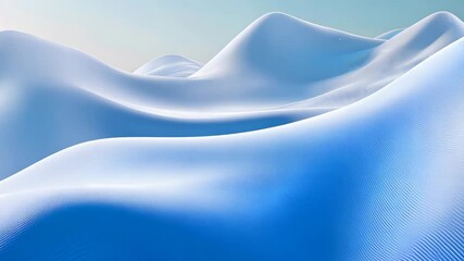 Poster - abstract blue and white wavy mountain landscape digital rendering graphic background