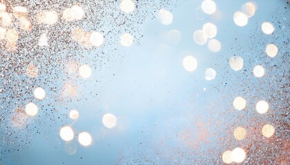 Poster - gold glitter explosion against blue background with light bokeh, ideal for celebration posters or festive graphic design

