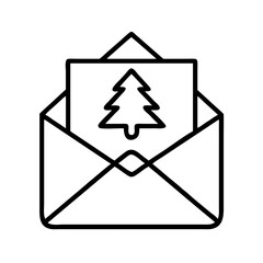 Poster - Christmas card in envelope vector icon holiday greeting christmas tree outline design element for christmas