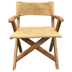 Poster - Rustic wooden chair with natural finish showcasing craftsmanship and comfort in a warm, inviting environment isolated on transparent background..