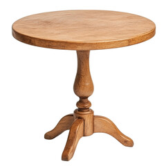 Poster - Elegant round oak table perfect for dining room or kitchen with rich wood grain and sturdy design in natural light isolated on transparent background..