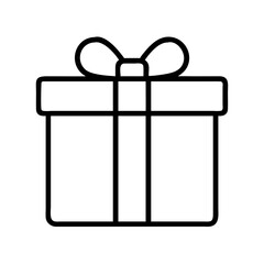 Poster - Gift box outline vector icon present birthday christmas surprise celebration wrapped ribbon bow design element