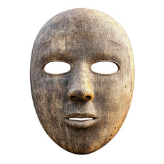 Poster - Intricately carved wooden mask displayed against a solid black background highlighting its unique cultural features isolated on transparent background..