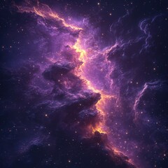 Wall Mural - ethereal nebula of cosmic dust and gas with vibrant purple and gold hues creating a celestial specta