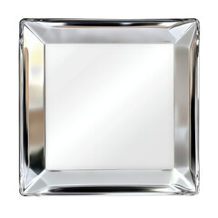 Poster - Sleek square silver plate perfect for serving or displaying food, enhancing your dining experience with elegant style isolated on transparent background..
