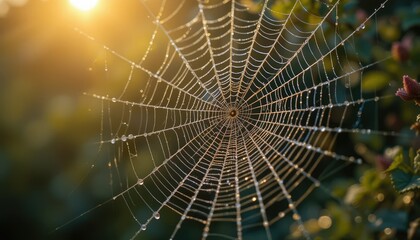 spider web with dew drops