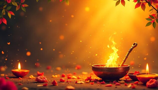 Ugadi traditional festival holiday background for the New Years Day for the states of Andhra Pradesh created with generative ai