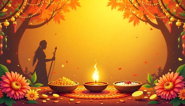 Ugadi traditional festival holiday background for the New Years Day for the states of Andhra Pradesh created with generative ai