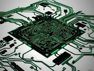Poster - Green Circuit Board Technology Background