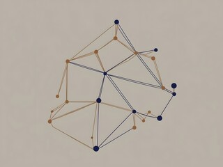 Poster - Abstract network illustration with blue and brown nodes connected by lines