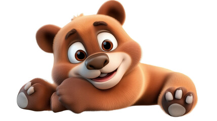 Poster - An adorable cartoon bear character with a friendly expression perfect for children's illustrations and entertainment isolated on transparent background..