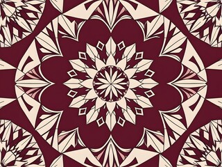 Poster - Elegant Floral Pattern on Maroon Background