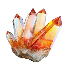 Poster - Beautiful cluster of crystals glimmering under light showcasing their natural beauty and unique shapes for decorative use isolated on transparent background..