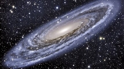 Poster - a spiraling galaxy illuminated by countless stars in deep space