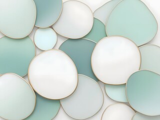 Poster - Abstract Arrangement of Green, White, and Gold Circle Shapes