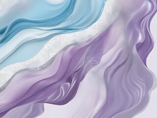 Poster - Abstract Flowing Ribbons of Blue, Lavender, and Silver Glitter