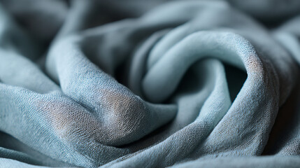 Poster - A close up shot of a light blue fabric with soft folds and delicate texture creating a calming effect