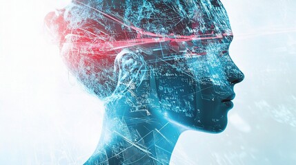 Poster - Futuristic Surgeon in Double Exposure Art with Digital Elements