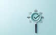 © Sandwish - Quality Assurance and Certification Compliance Concept. A magnifying glass with checkmark surrounded by business icon, symbolizing quality assurance, compliance, and certification. certified document,