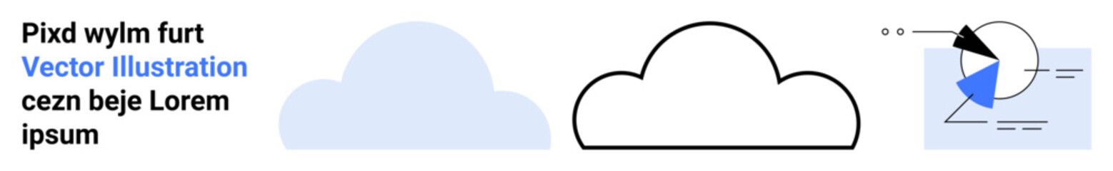 Poster - cloud illustrations in minimal styles with a data visualization chart combining diagrams and analyti