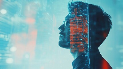 Poster - Double Exposure of Doctor with Futuristic Hospital Background