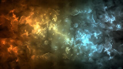 Poster - An abstract depiction of vibrant nebulae in a cosmic landscape