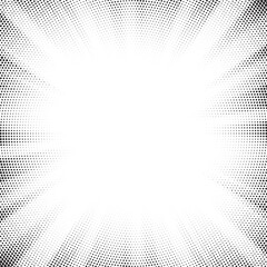 Leinwandbilder - Halftone gradient sun rays pattern. abstract halftone vector dots background. monochrome dots pattern. pop art, comic small dots. star rays halftone poster. shine, explosion. sunrise rays background.