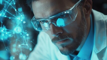 Poster - doctor using augmented reality glasses to analyze patient data