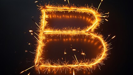 Fototapete - A glowing sparkler spelling the letter 