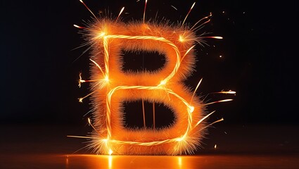 Fototapete - A glowing sparkler spelling the letter 