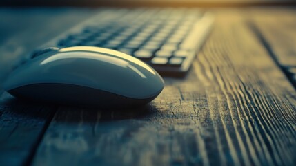 Poster - Modern computer mouse and keyboard combo set on a clean desk surface ready for efficient and productive work