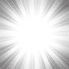 Poster - halftone gradient sun rays pattern. abstract halftone vector dots background. monochrome dots patter