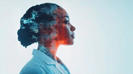 Poster - Double Exposure Image of Doctor with Futuristic Technology Concept