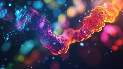 Poster - Colorful Bacteria Under Microscope with Double Exposure Effect